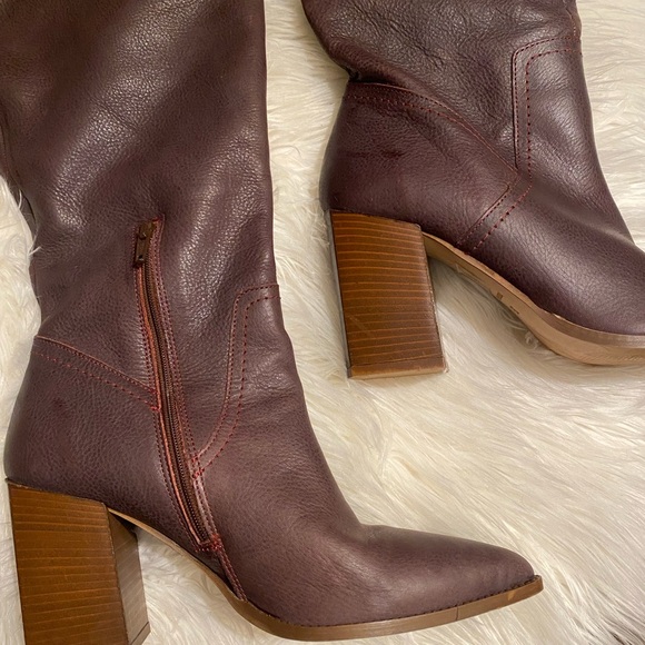 Free People Riley leather tall slouchy boots size 39 or 8.5 in dark purple - Picture 3 of 9